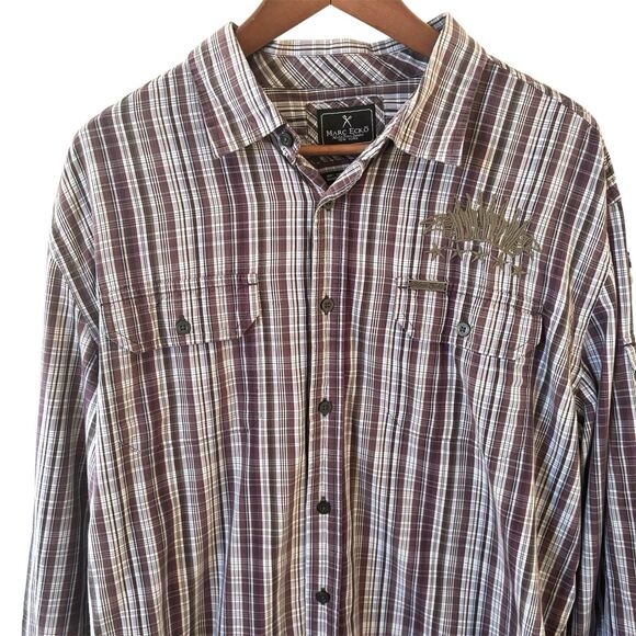 Marc Ecko Men Shirt Button Down XL Short Sleeve Grunge Skater Y2K Designer Retro - Picture 1 of 11